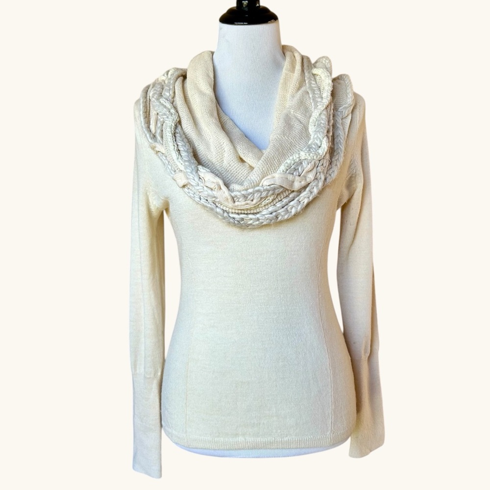 Anthropologie Angel of the North Iced Garland cowl neck sweater sz M